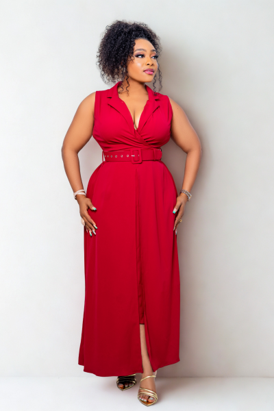 Sleeveless Shirt Dress With Slit