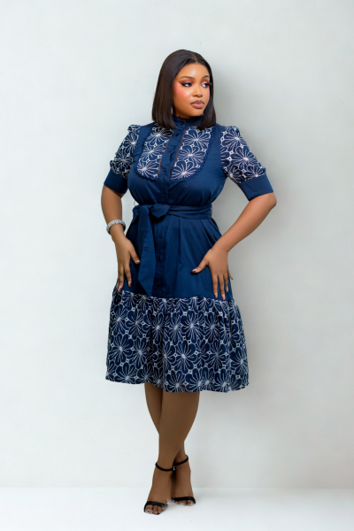 Cotton Dress Mixed With Lace