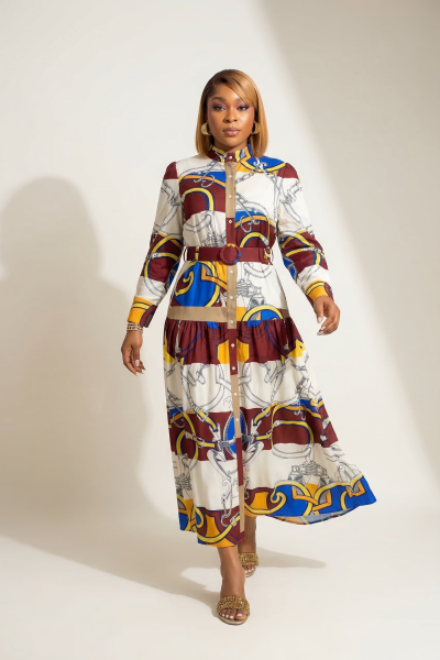 Long Sleeves Printed Dress