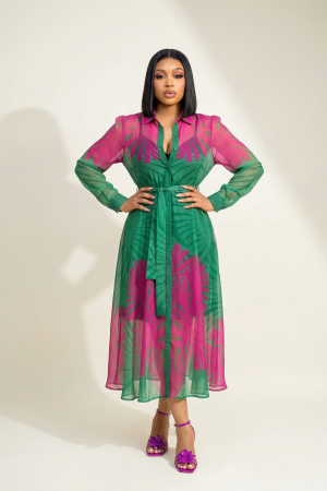 Long A Line Shirt Dress With Long Sleeves