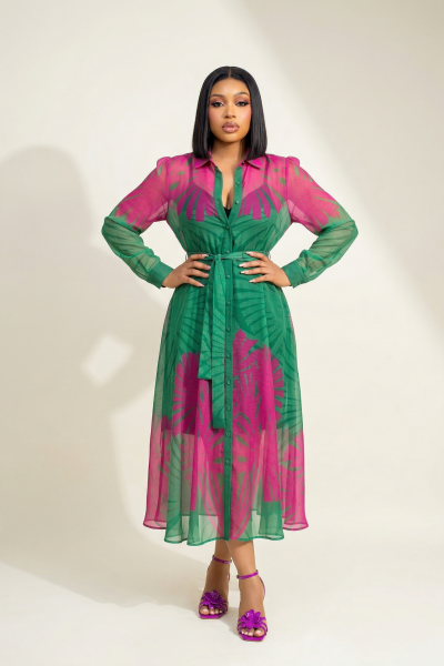 Long A Line Shirt Dress With Long Sleeves