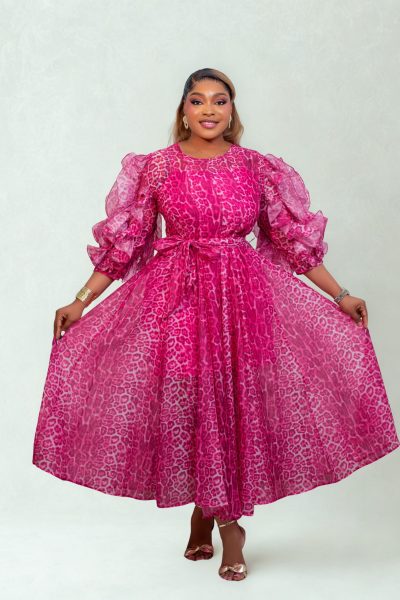 Chiffon Dress With Ruffled Sleeves