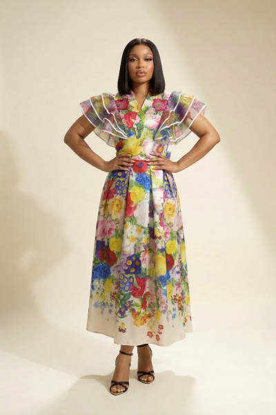 Jacket Dress With 3 Layer Organza Sleeves