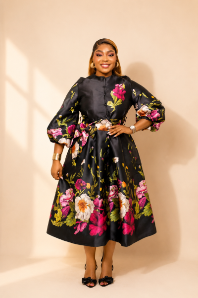 Jacket Dress With Puff Sleeves