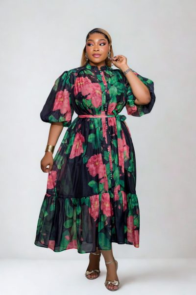 Long Dress With Puff Sleeves