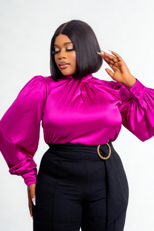 Silk Top With Fold At Neck