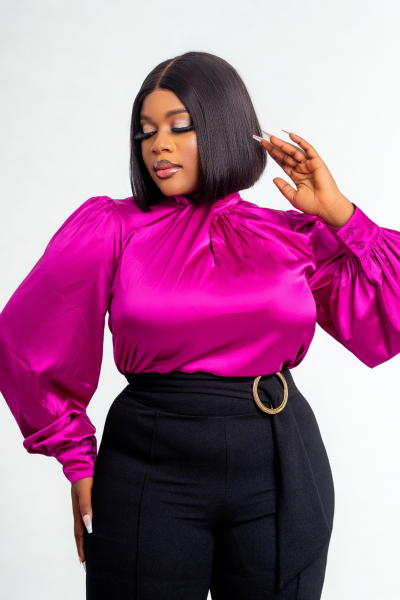 Silk Top With Fold At Neck