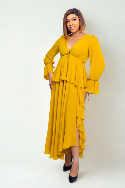 Strub Chiffon Long Dress