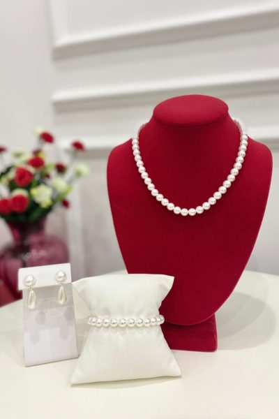 Pearl With Double Earring And Bracelet