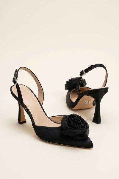 Pointed Sling Back Shoe With Rose