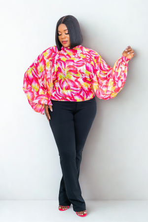 Bubble Sleeves Printed Top