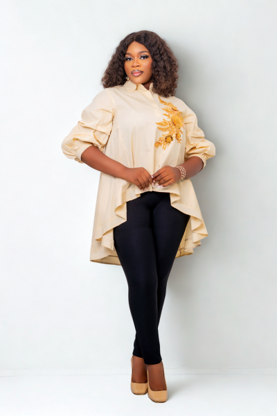 Hi-Lo Shirt  With Beads At The Chest