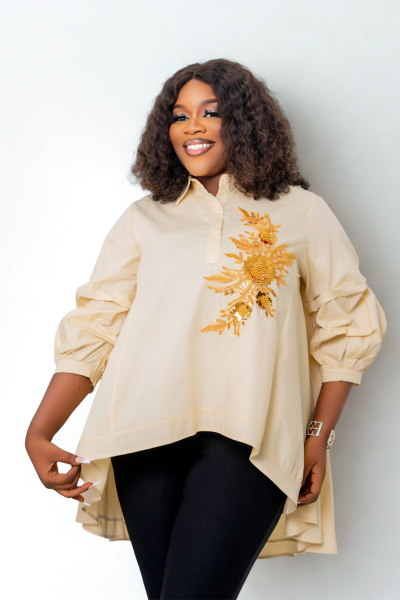 Hi-Lo Shirt  With Beads At The Chest