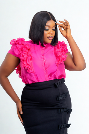 Top With Ruffles At Sides