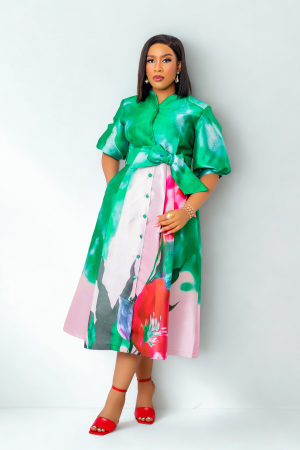 Jacket Dress With Puff Sleeves