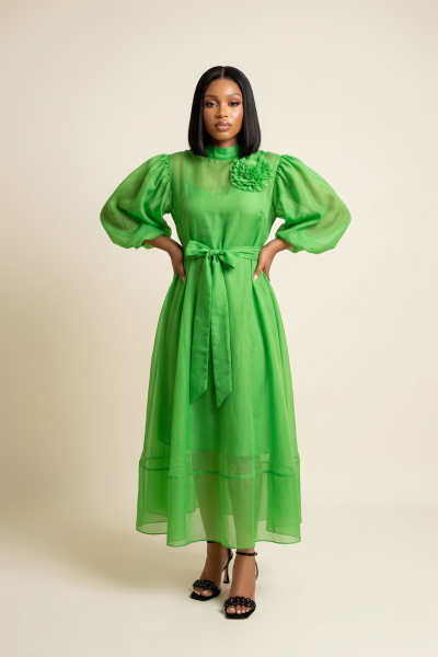 Midi Dress With Chest Rose