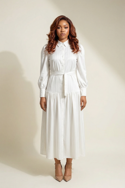 Midi Dress With Silver Stripes