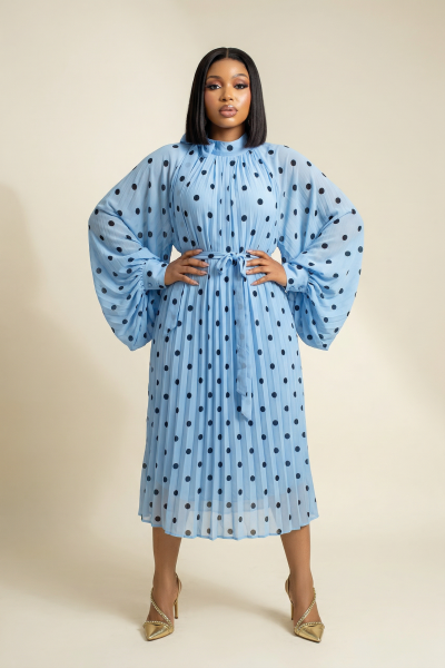 Polka Dot Pleated Dress