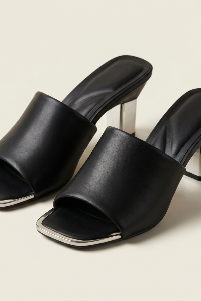 High Slippers With Silver Tip