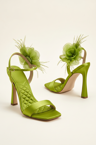 High Sandals With Side Flower