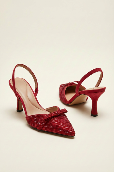 Pointed Kitten Heel With Stones