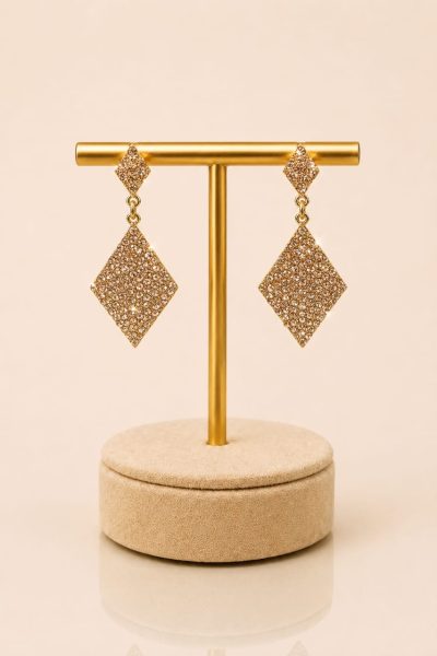 Gold Dazzle Drop Earrings With Stones