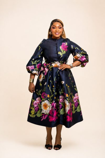 Jacket Dress With Puff Sleeves