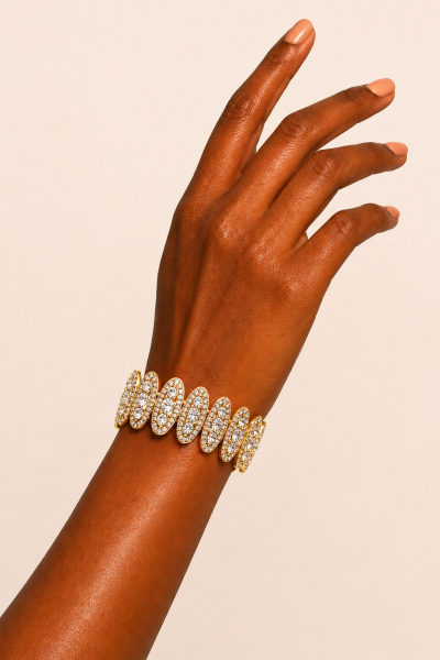 Elastic Oval Shaped Bracelet With Stones