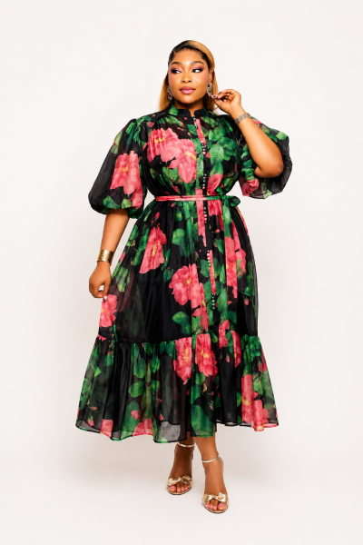 Long Dress With Puff Sleeves