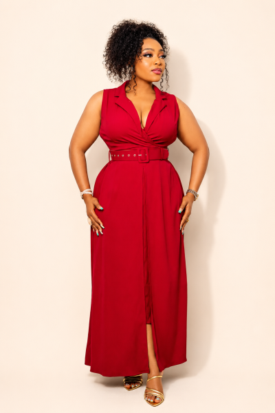 Sleeveless Shirt Dress With Slit
