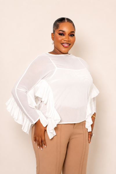 Ruffled Sleeves Chiffon Top