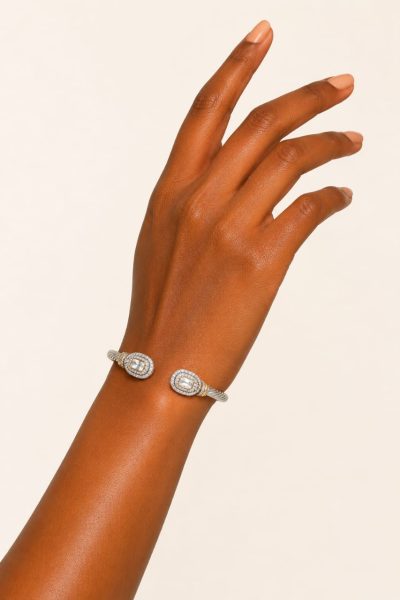 Two-Tone Crystal Cable Bangle