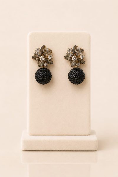 Rhinestone Pave Cluster Ball Drop Earring