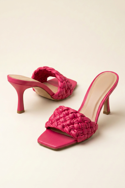 Kitten Heel Leather Slippers