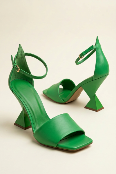 Leather Kitten Heels Sandals