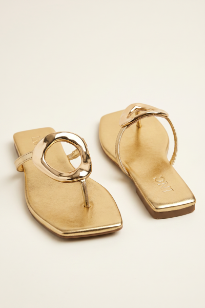 Flat Sliipers With Gold Stud