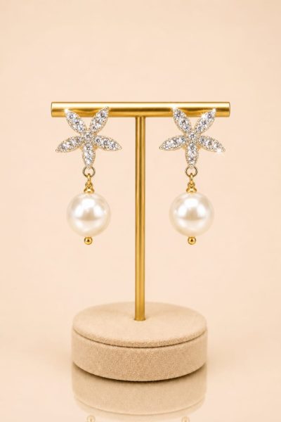 Star Pearl Drop Earrings