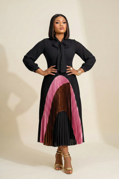 Pleated Midi Dress